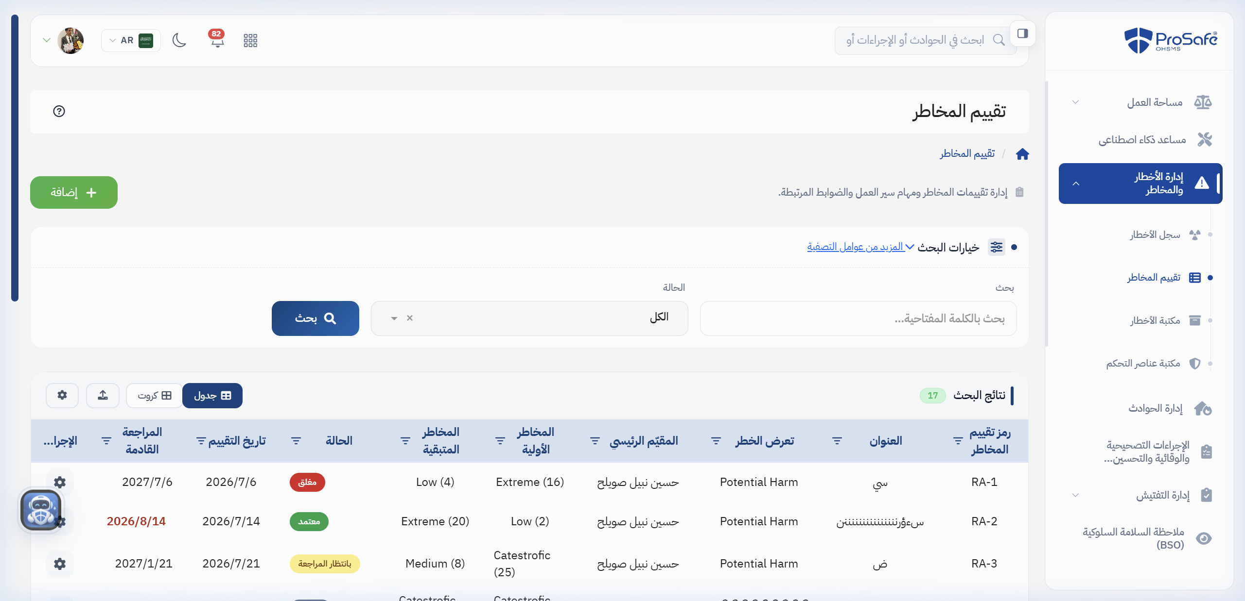 تقييم المخاطر